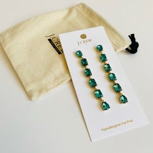 J CREW Women's Crystal Blue Drop Earrings